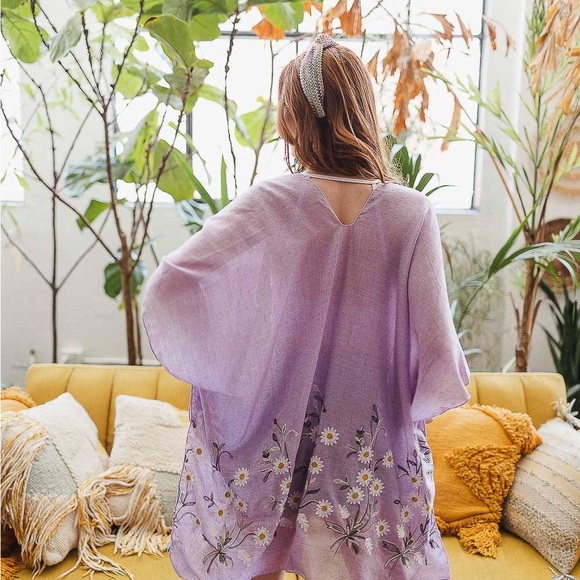 Other - 🌼🌸🌿Spring Break Swim cover-up Kimono Daisy One Size Floral Top New Purple